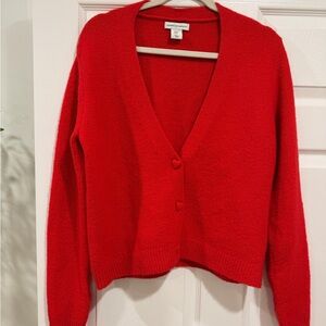 Cupcakes & Cashmere Red V-Neck Cardigan with Heart Shaped Buttons